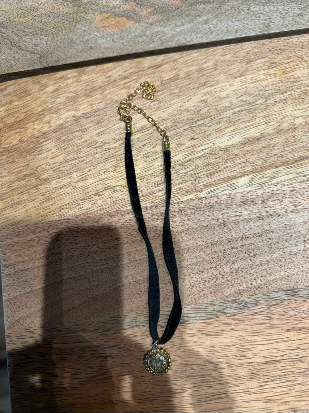 Gold Pendant Black Velvet Choker Necklace